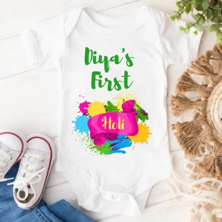 First holi t shirt for baby girl
