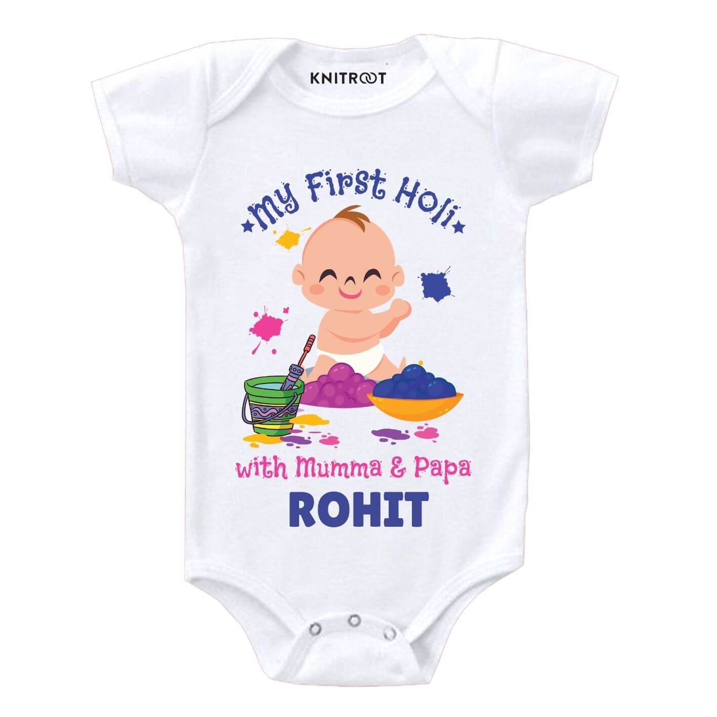 First holi with Mumma Papa-Baby