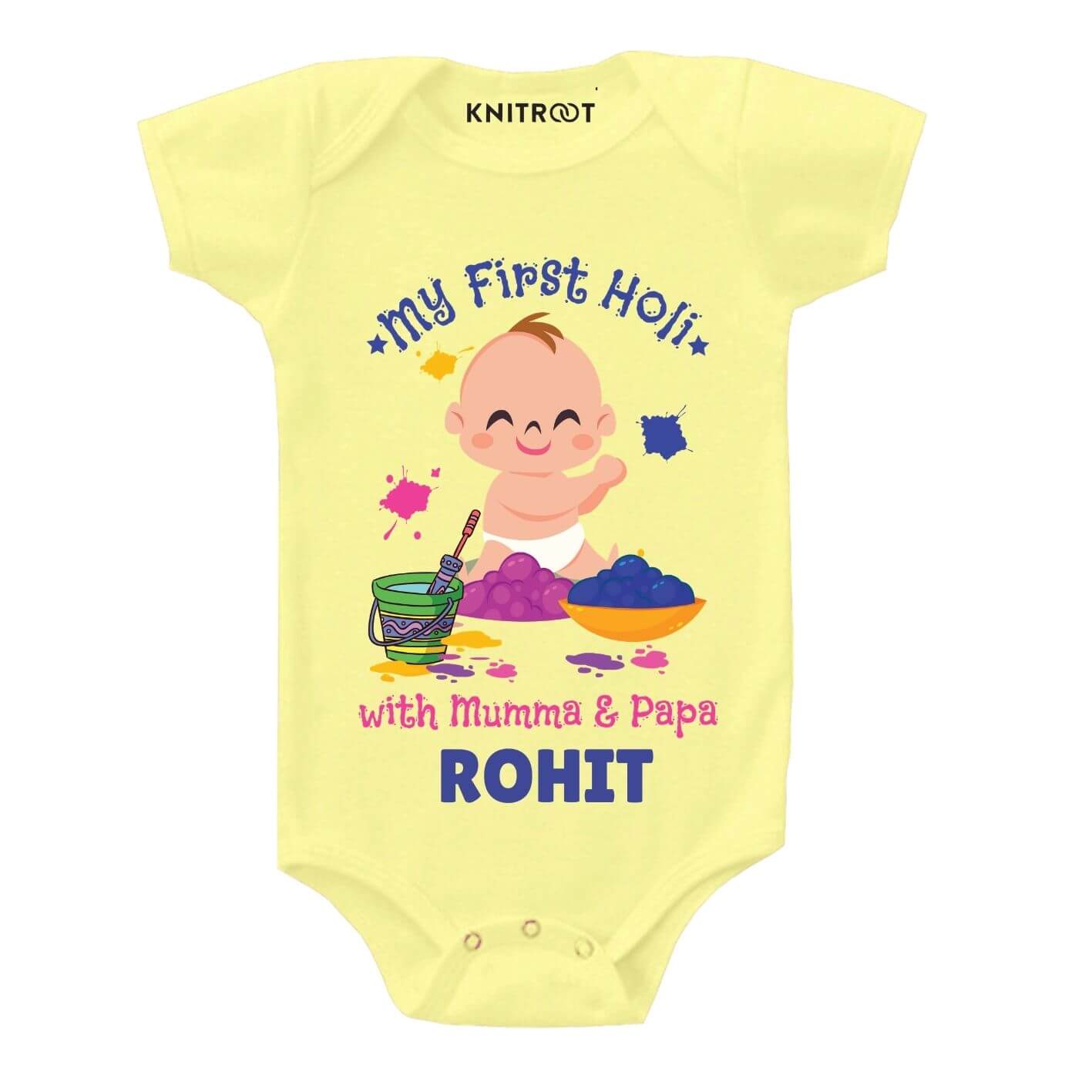 First holi with Mumma Papa-Baby