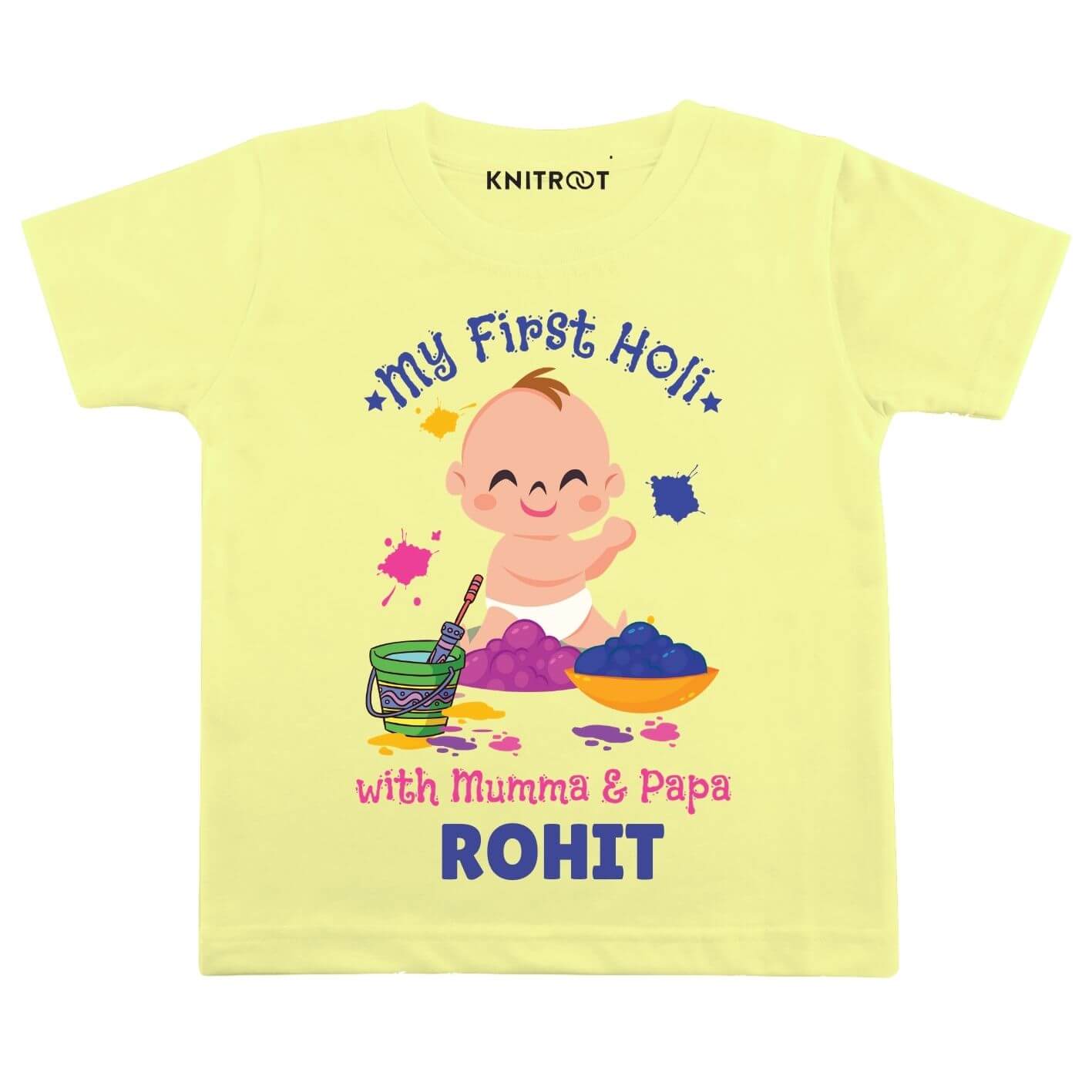 First holi with Mumma Papa-Baby First holi with Mumma Papa-Baby