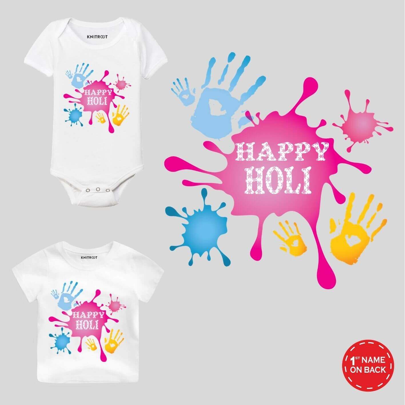 Happy Holi-Hand Baby Clothes holi t shirt for kids