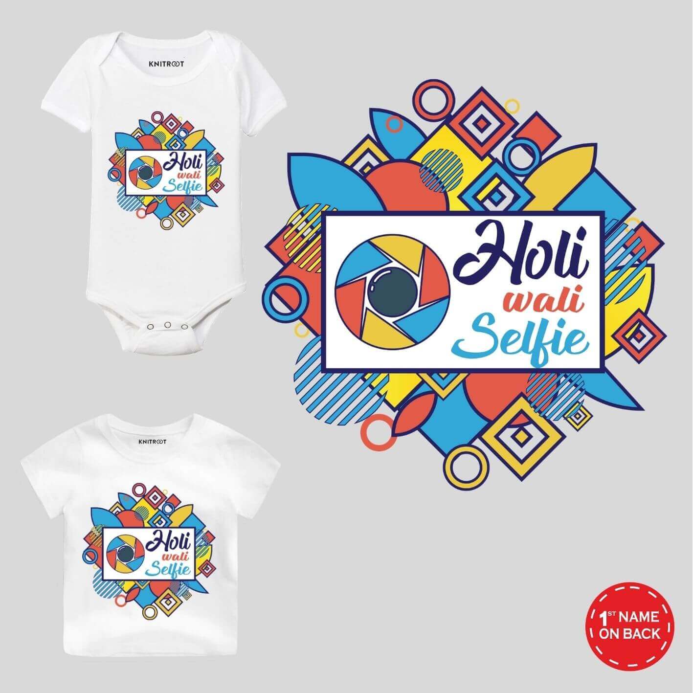 Holi Selfie-Shutter Baby Wear t shirt for holi