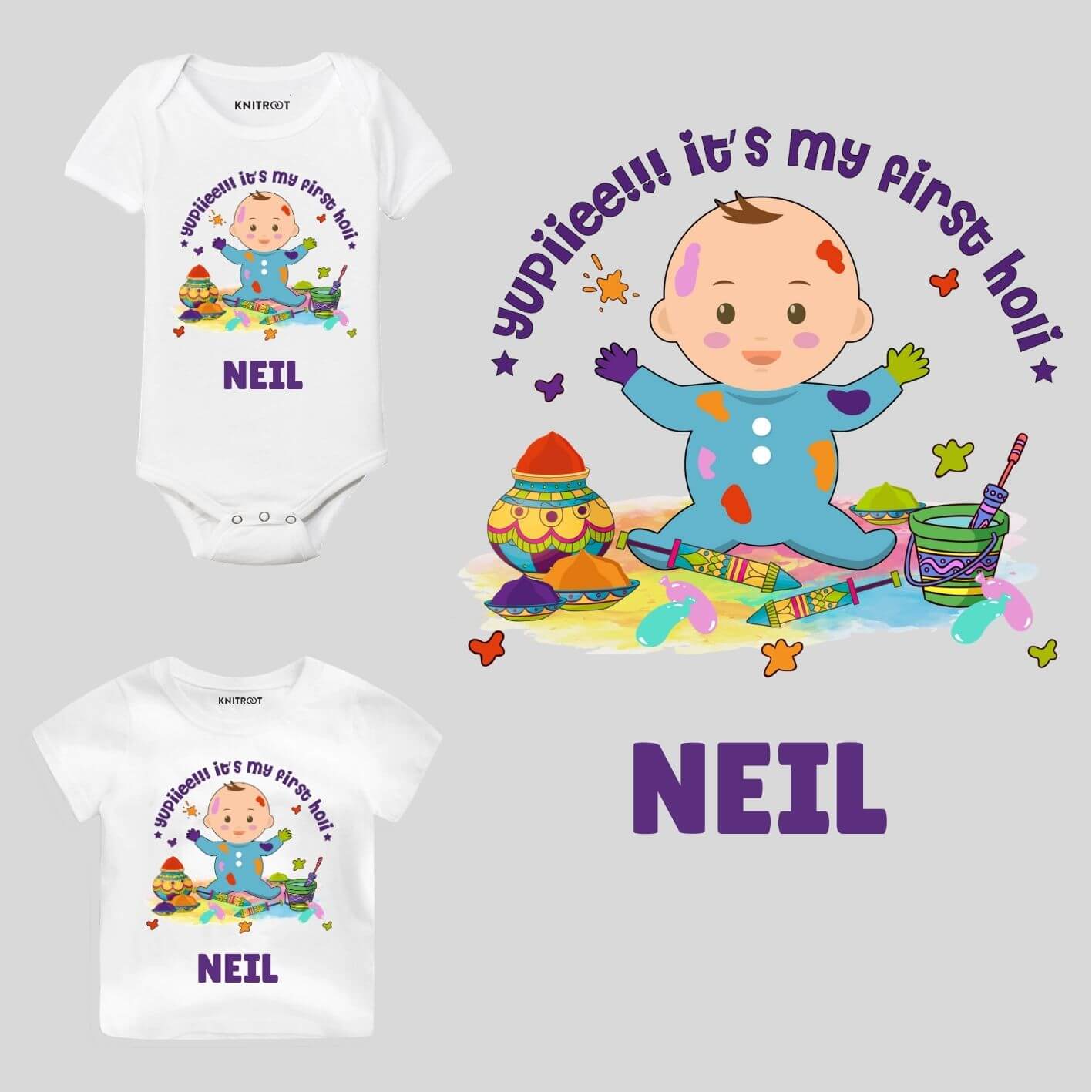 My First Holi T shirt For Baby Boy My First Holi T shirt For Baby Boy