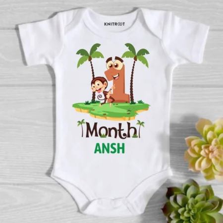 Monkey Theme 1 Month Birthday wear