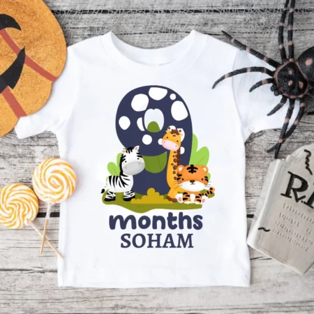 Mix Animal Theme 9 Month Birthday Wear