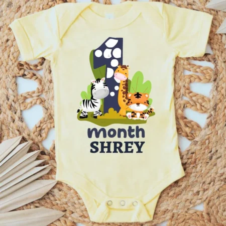 Three Animal Theme 1 Month Birthday Wear