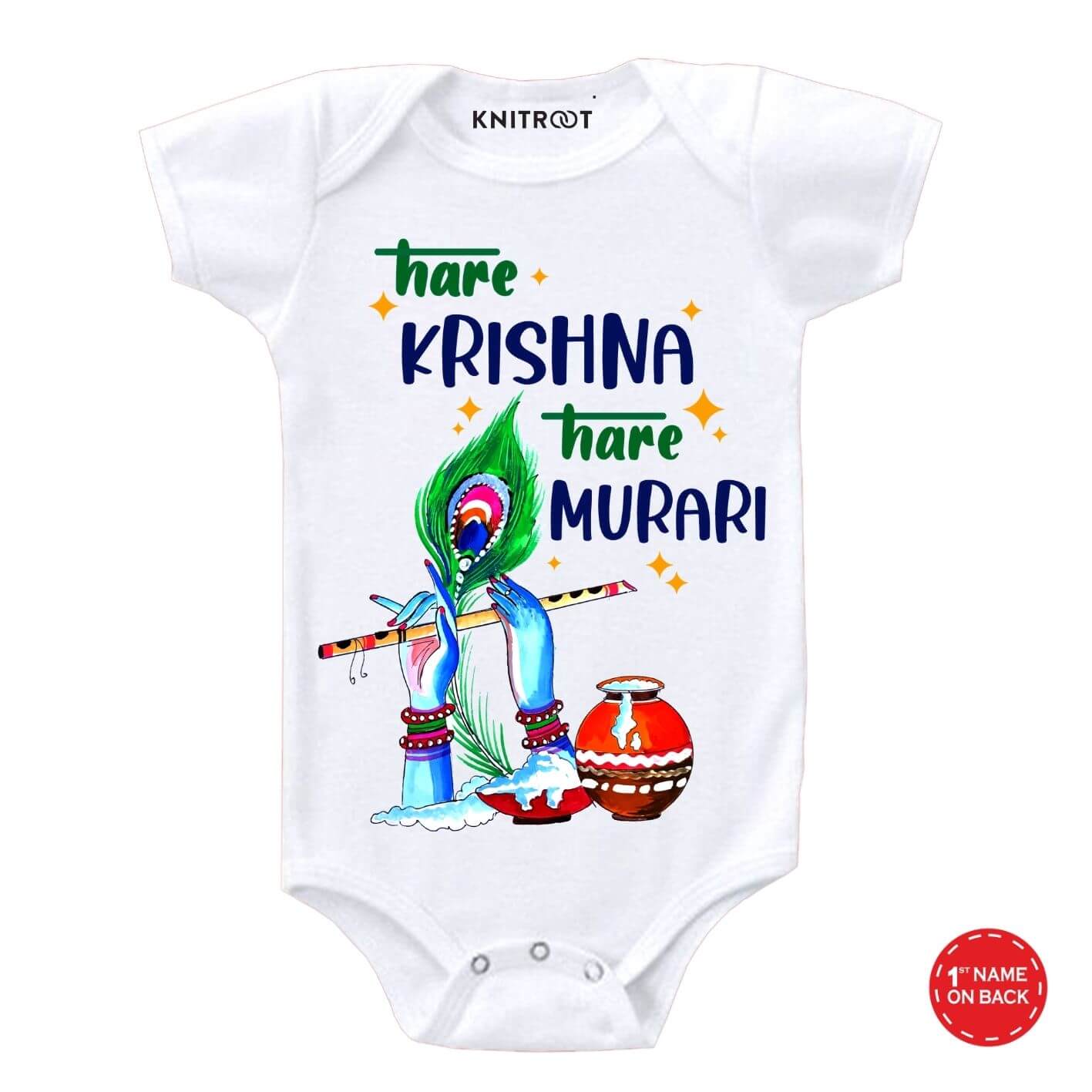 Krishna Bansuri Design Baby Outfit