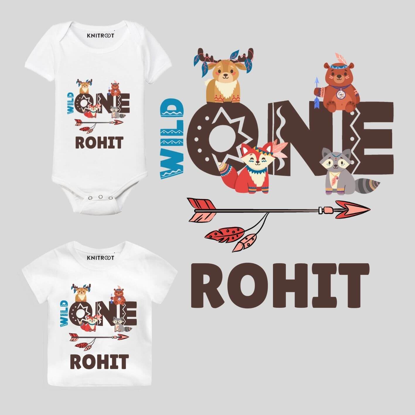 Animal design Baby Wear one year birthday