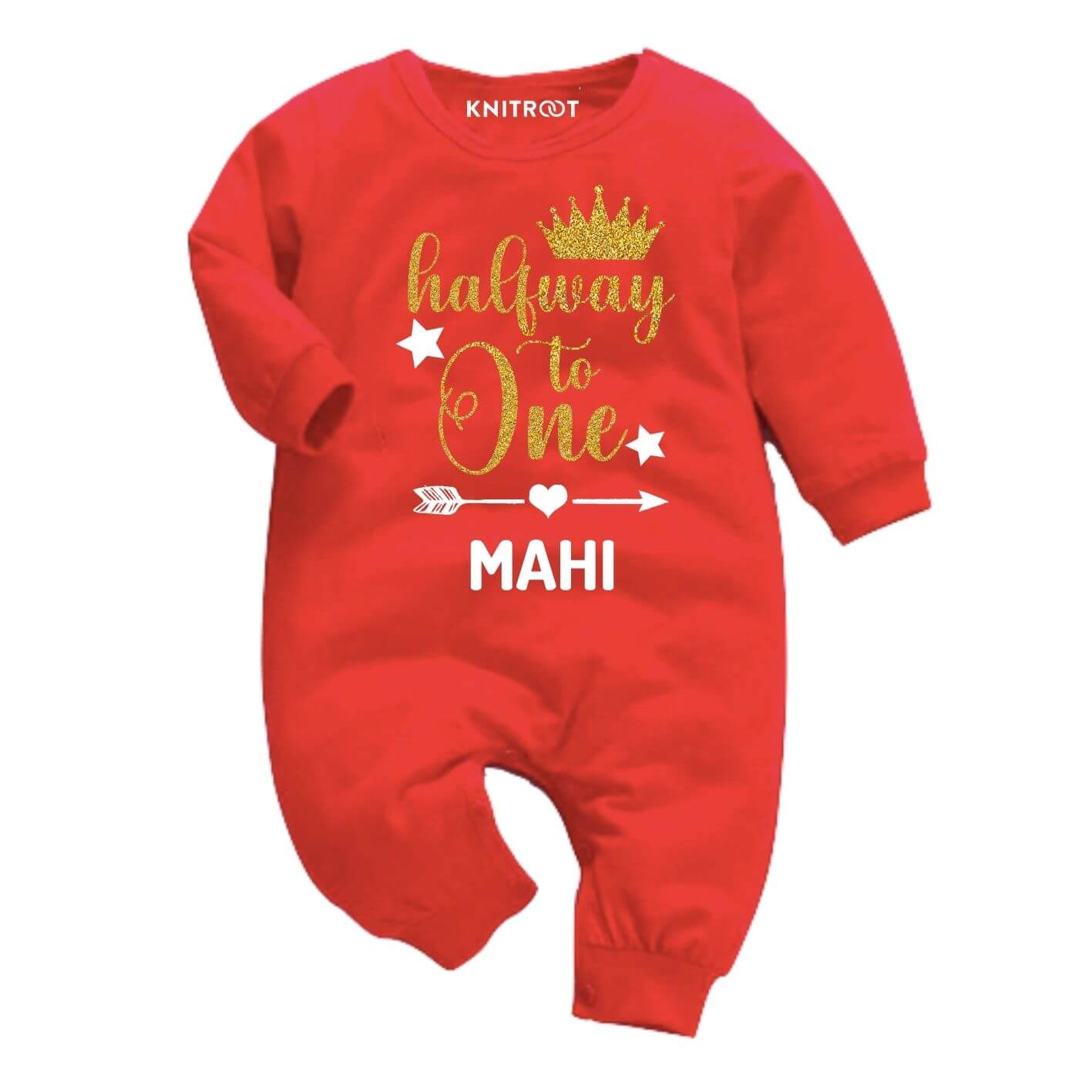 Halfway to One Glitter Jumpsuit red half year birthday t shirts