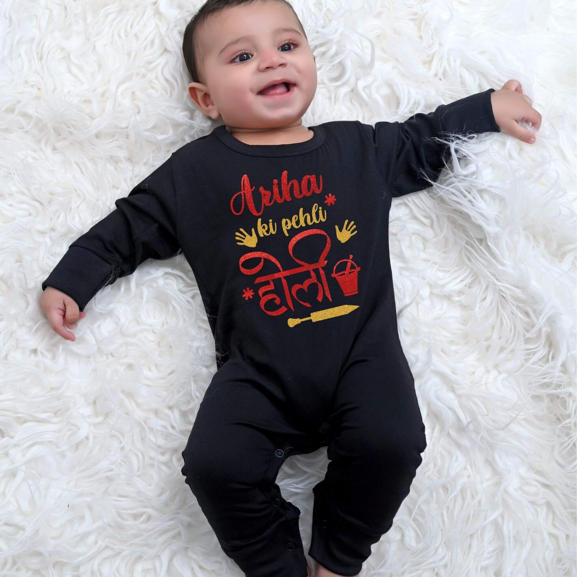 Pehli Holi Black jumpsuit kid