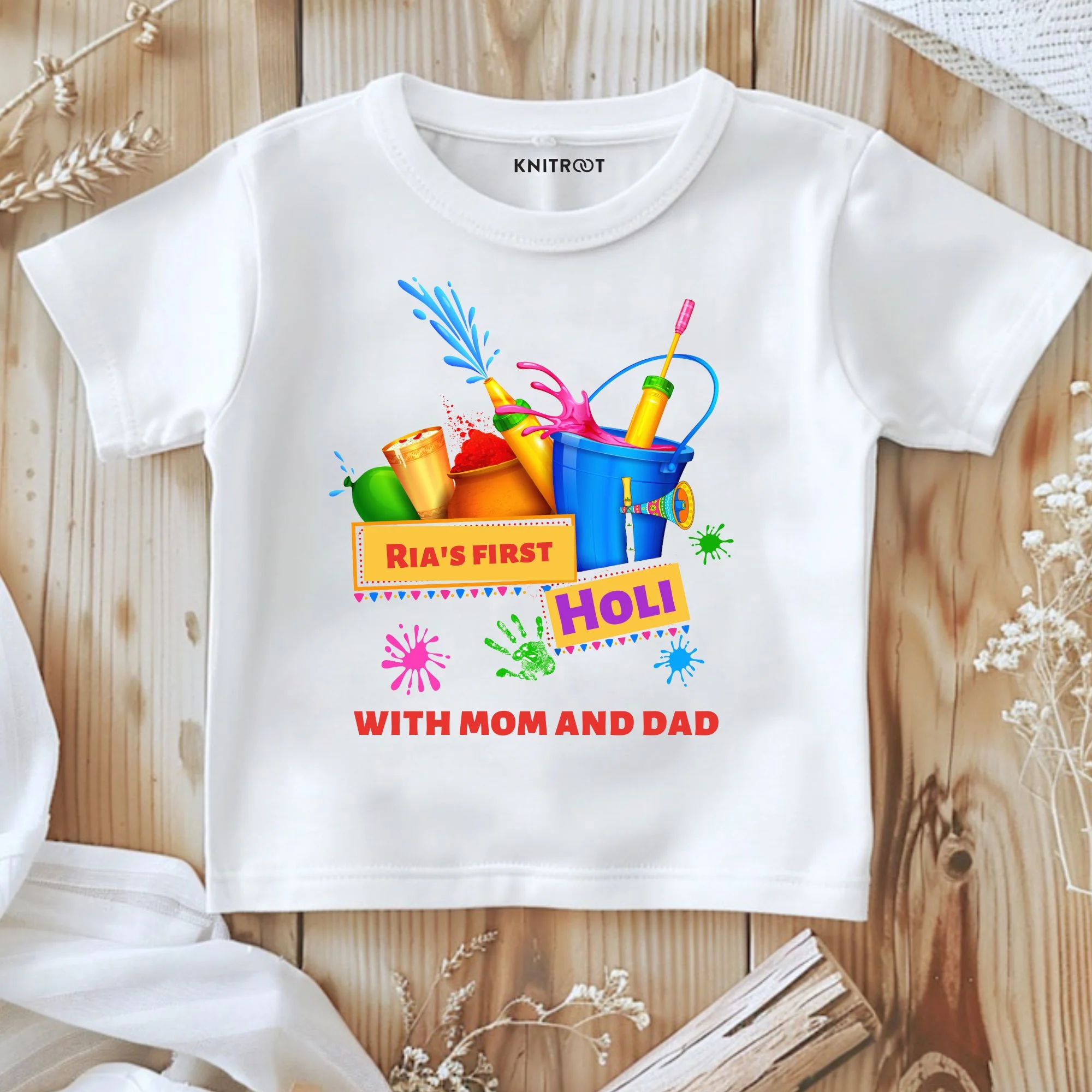 front Kids T shirt For Holi Festival