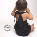 Black Onesie with Back Tie Up For Baby