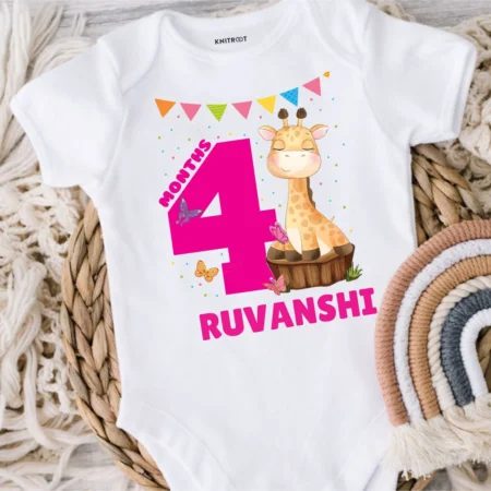 4 Months Giraffe Design Baby Outfit