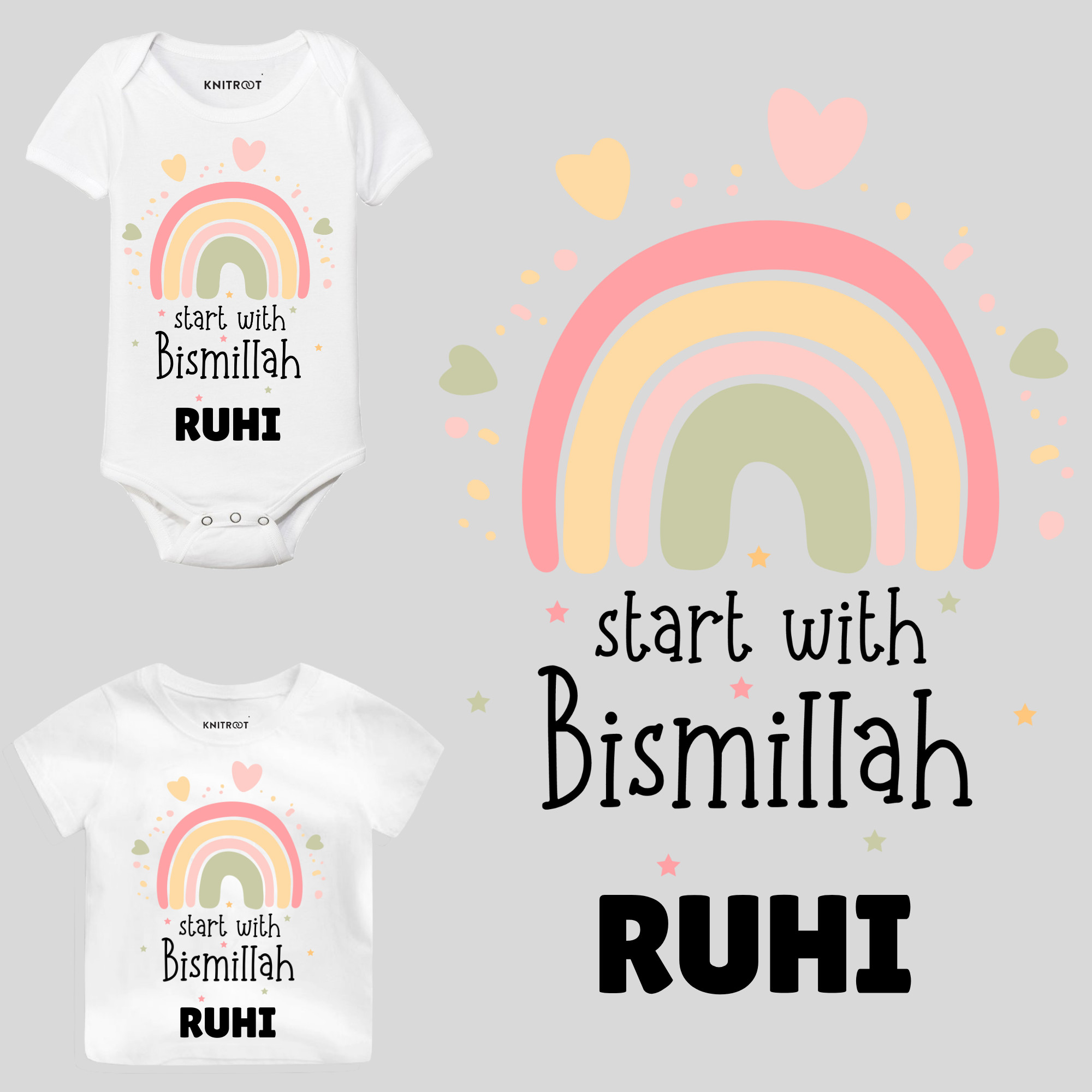 Start With Bismillah Onesie and T-shirt islamic baby clothes