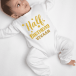 Half Birthday Glitter Print Jumpsuit