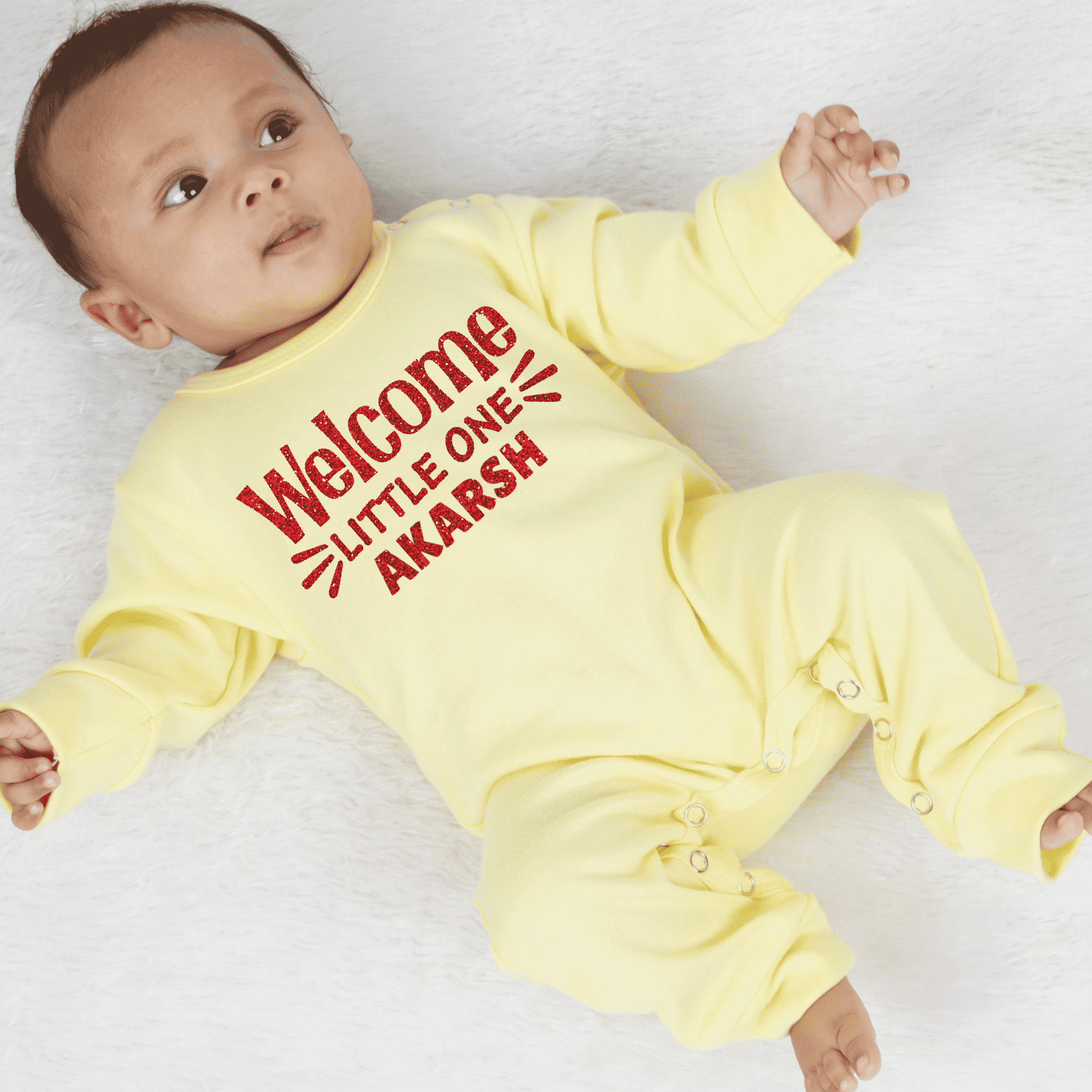71 Red Glitter Welcome Little One Jumpsuit