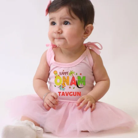 Happy Onam Pink Tutu Onesie