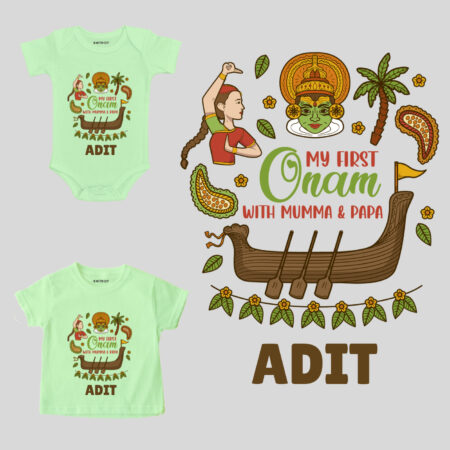 My First Onam With Mom & Dad Outfit