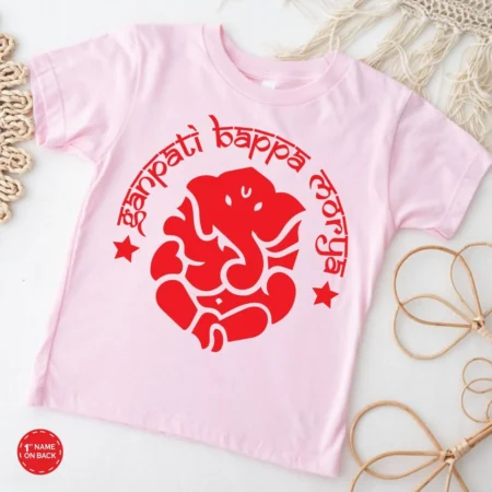 Red Ganpati Bappa Morya Design Kid's Outfit