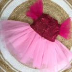 Barbie Pink Frock With Net Frills Sleeves