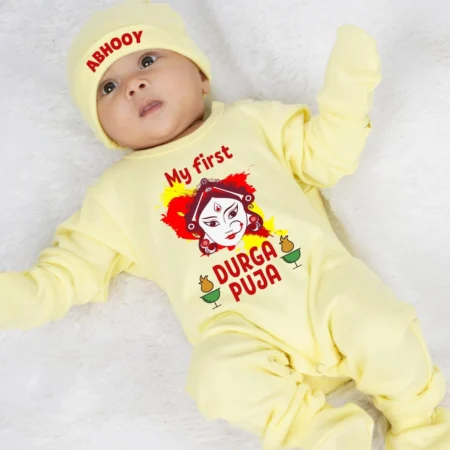 Yellow Set My First Durga Puja Jumpsuit
