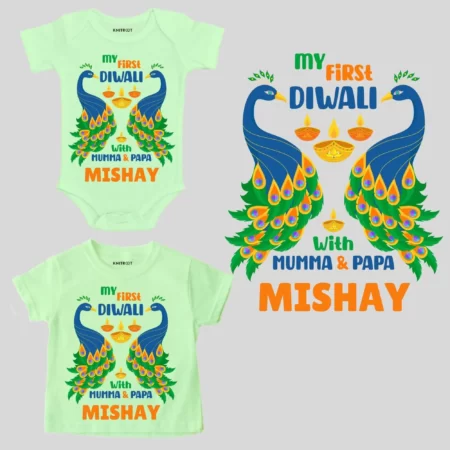 Peacock My First Diwali With Mumma & Papa Outfit