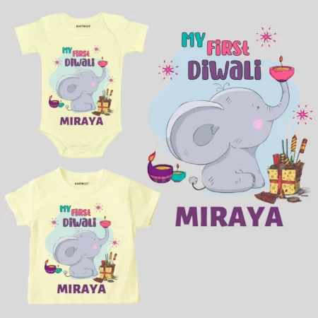 Elephant My First Diwali Onesie & T-shirt Outfit