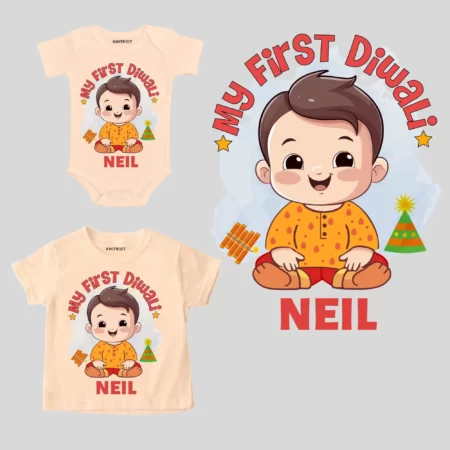 My First Diwali Boy's Onesie & T-shirt Outfit