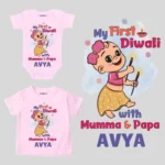 My First Diwali With Mummy & Papa Girl's Outfit