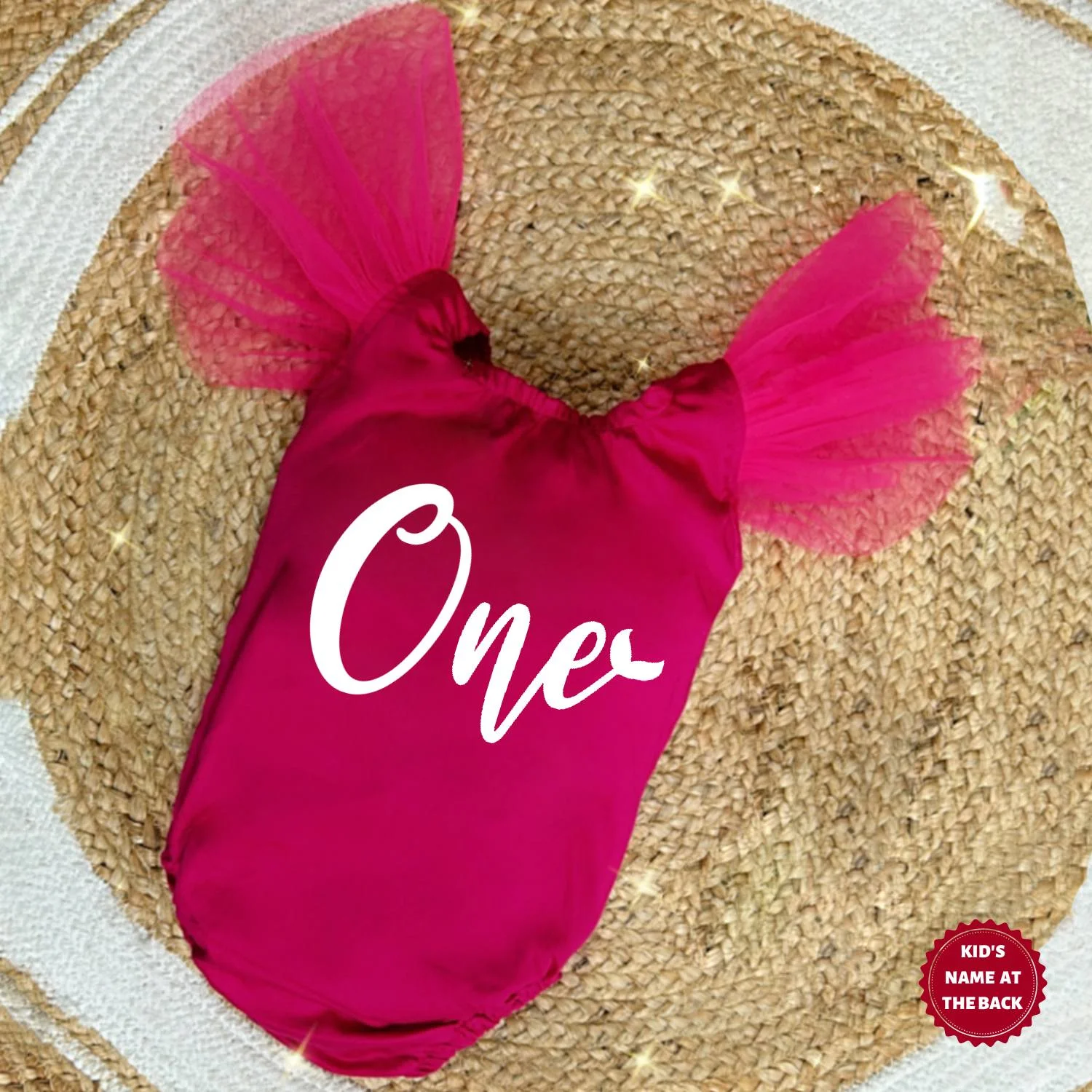 173 First Birthday Pink Onesie With Net Frills Sleeves