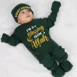 Jumpsuit Set With Booties, Mittens & Cap I Am Blessing From Allah