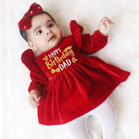 Happy Birthday Dad Cute Birthday Velvet Frock