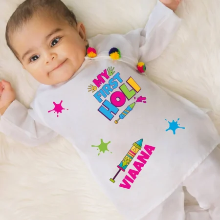 My First Holi White Kurta Pajama