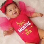 Pink Six Months Onesie With Net Frills Sleeves