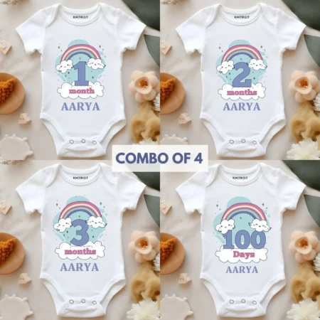 Rainbow Monthly Combo Of 4 Onesie