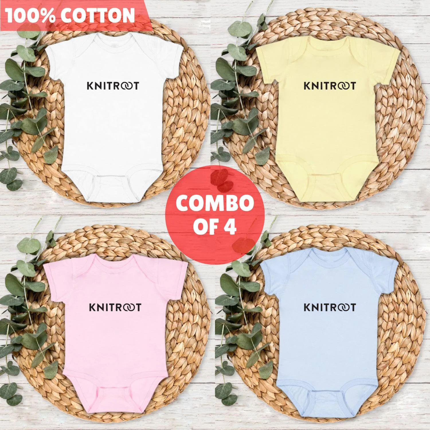 Sayali Categories Website Uploading 2 (1) Knitroot Basics 100% cotton onesies – Multicolor (pack of 4)