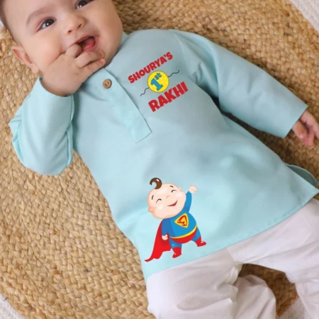 Customise Name First Rakhi Kurta & Pajama