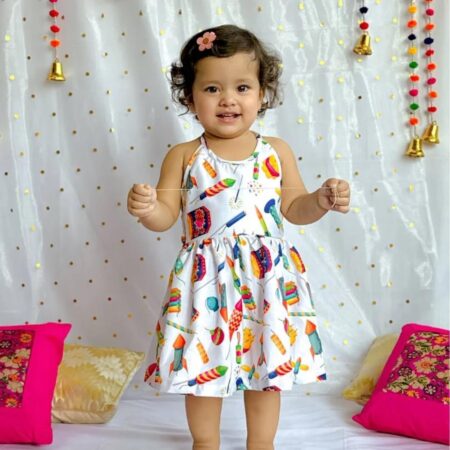 Firecracker Halter Neck Frock for Girls
