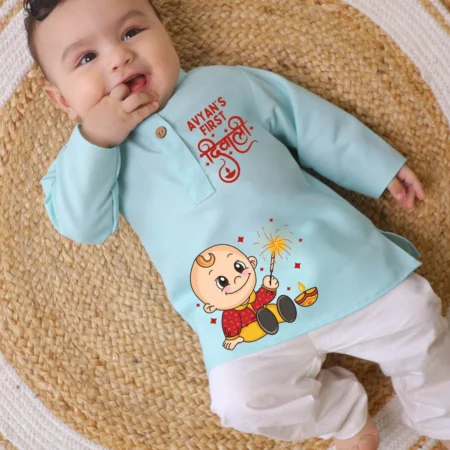 First Diwali Blue Kurta