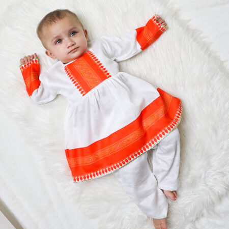 White Frock And Pajama Set