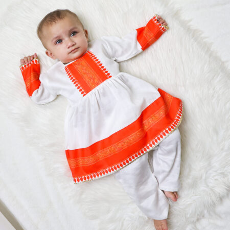 White Frock And Pajama Set