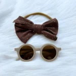 Adorable Baby Girl Big Bow Headband & Sunglasses Set