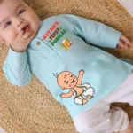 Kid's First Pongal Blue Kurta Set