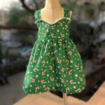 Adorable & Personalized Christmas Green Frock for Girls