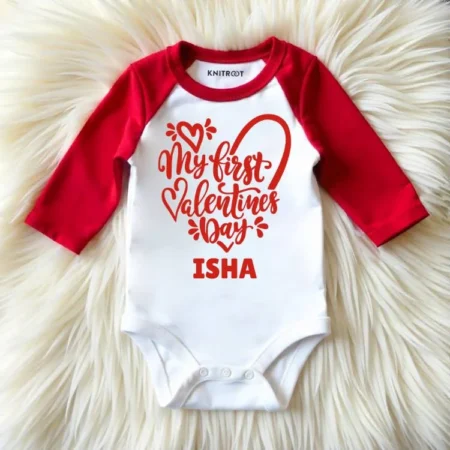 My First Valentines Day Raglan Baby Outfit