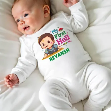 My First Holi Jumpsuit For Baby Boy