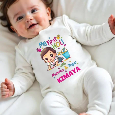 My First Holi Jumpsuit For Baby Boy