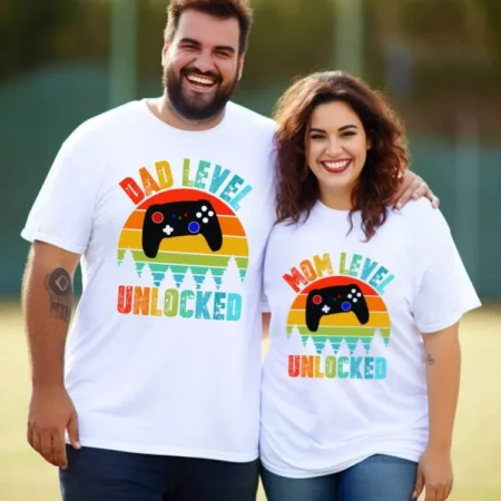 Mom & Dad Level Unlocked Combo Of Two T-shirts