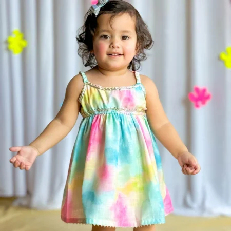 Cute Subtle Gulaal Splash Frock For Girls