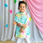 Cute Subtle Gulaal Splash Kurta For Boys
